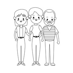 three family members cute cartoon icon image vector illustration design 