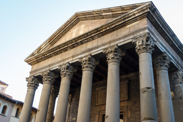 Naklejka premium Reconstructed ancient Roman temple in the centre of Vic, Catalonia, Spain