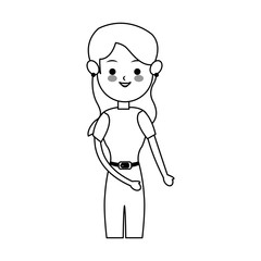 woman with long hair cute cartoon icon image vector illustration design 