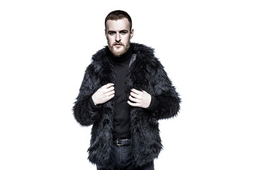 man in fur coat