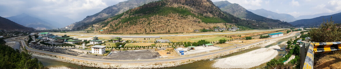 Fototapeta na wymiar Bhutan Airport (Dzongkha), one of the world's nost challenging airports-Paro, Bhutan
