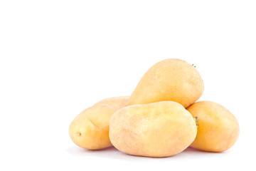  fresh organic potatoes tubers on white background healthy potato Vegetable food isolated
