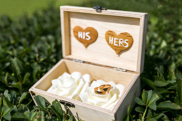 Wedding rings in a wooden case