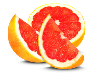 grapefruit pieces isolated