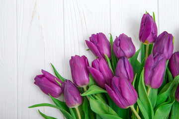 tulips on wood