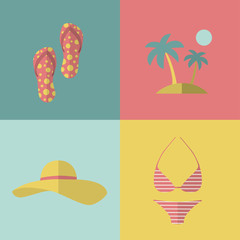 Summer vacation icons. Vector illustration