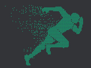 Running Man,vector graphics,composed of mosaic particle.