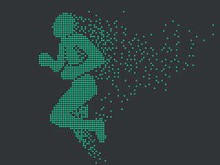 Running Man,vector graphics,composed of mosaic particle.