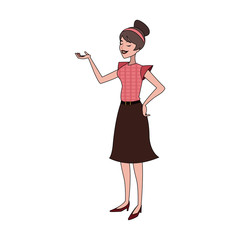 pretty brunette woman talking and gesticulating  icon image vector illustration design
