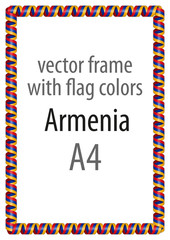 Frame and border of ribbon with the colors of the Armenia flag