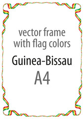 Frame and border of ribbon with the colors of the Guinea-Bissau flag