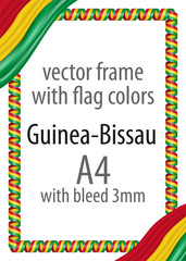 Frame and border of ribbon with the colors of the Guinea-Bissau flag