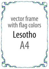 Frame and border of ribbon with the colors of the Lesotho flag