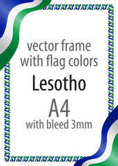 Frame and border of ribbon with the colors of the Lesotho flag