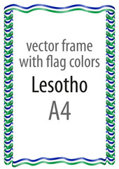 Frame and border of ribbon with the colors of the Lesotho flag