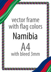 Frame and border of ribbon with the colors of the Namibia flag