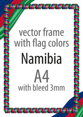 Frame and border of ribbon with the colors of the Namibia flag
