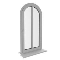 arched one door plastic window isolated on white. 3D illustration