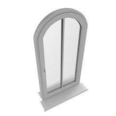 arched one door plastic window isolated on white. 3D illustration