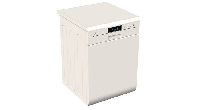 Modern freestanding dishwasher isolated on white