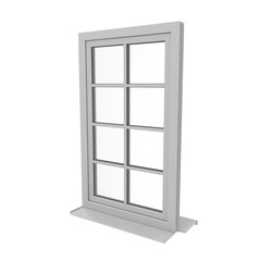 One door plastic window isolated on white. 3D illustration