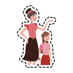happy mother daughter family icon image vector illustration design