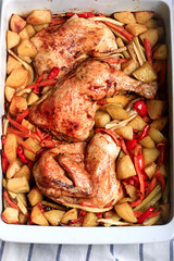 Baked chicken legs with vegetables