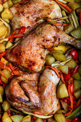 Baked chicken legs with vegetables
