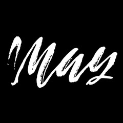 May month. Ink hand drawn lettering. Modern dry brush typography. Grunge vector illustration.