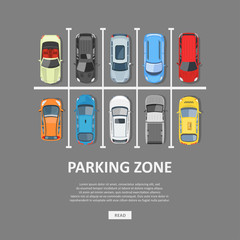 Fototapeta premium City car parking vector illustration in flat style
