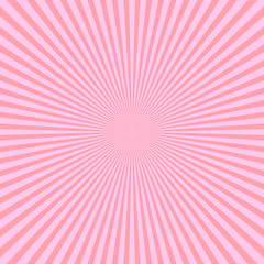 Pink rays of light in radial arrangement. Sunshine beams theme. Abstract background pattern. Vector illustration.