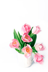 Spring bouquet of pink tulips