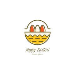 Basket with Easter eggs vector illustration