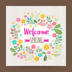 welcome spring season, floral illustration background