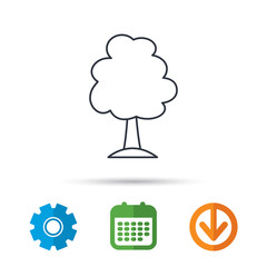 Tree icon. Forest wood sign. Nature environment symbol. Calendar, cogwheel and download arrow signs. Colored flat web icons. Vector