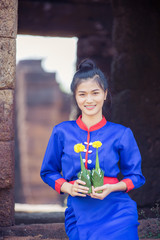 Thai women wearing traditional dress