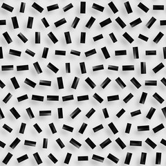 Scattered Geometric Shaded Shapes. Abstract Seamless Monochrome Pattern.