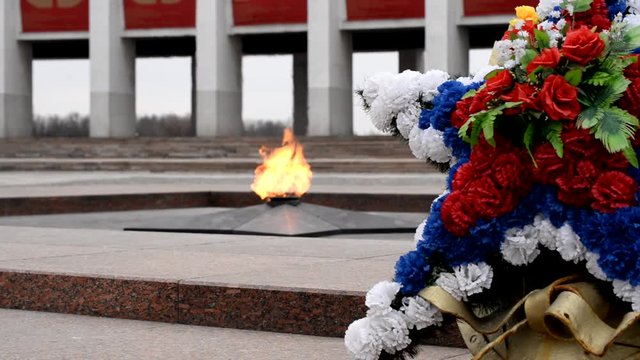Eternal Flame in Moscow at the Tomb of the Unknown Soldier in