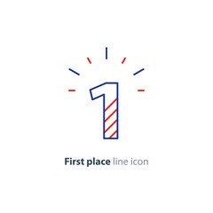 First step concept illustration, achievement level linear icon