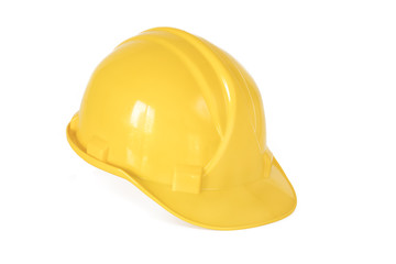 Yellow safety helmet isolated on white background
