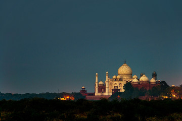 Taj Mahal in Agra, India at night