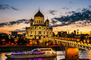 Cathedral of Christ the Savior, Moscow, Russia at night