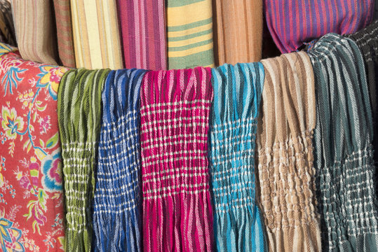 Scarves sale as background