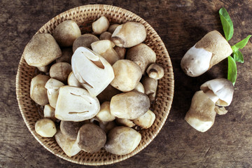 Sliced straw mushroom isolated on white background