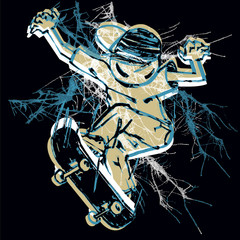 Vector illustration of skater. Freestyle contest t-shirt print © trattieritratti