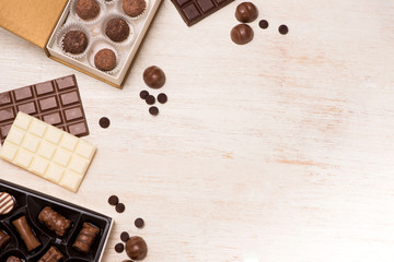 Chocolate on table.