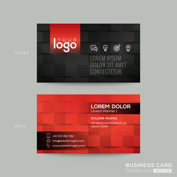 Black And Red Business Card With Tile Background