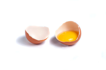 Isolated broken eggs on a white background