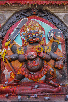 Relief at Hindu temple, Durbar Square, Kathmandu, Nepal