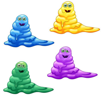  Bacteria with facial expressions. Vector illustration